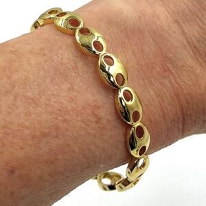 Mariner open cuff Glossy gold plated bracelet puffy puffed mariner chain bangle